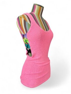 C&A Crinkle Mini Dress Tank Top Cut Out Sides Swim